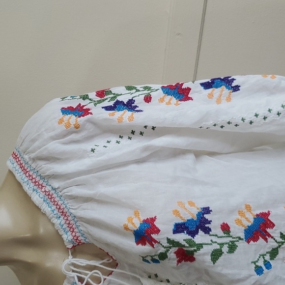 Handmade cross stitch three quarter sleeve top/ blouse size M - Picture 6 of 10